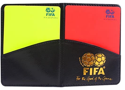 FIFA Referee Cards - Red & Yellow Cards with Pencil & Notes