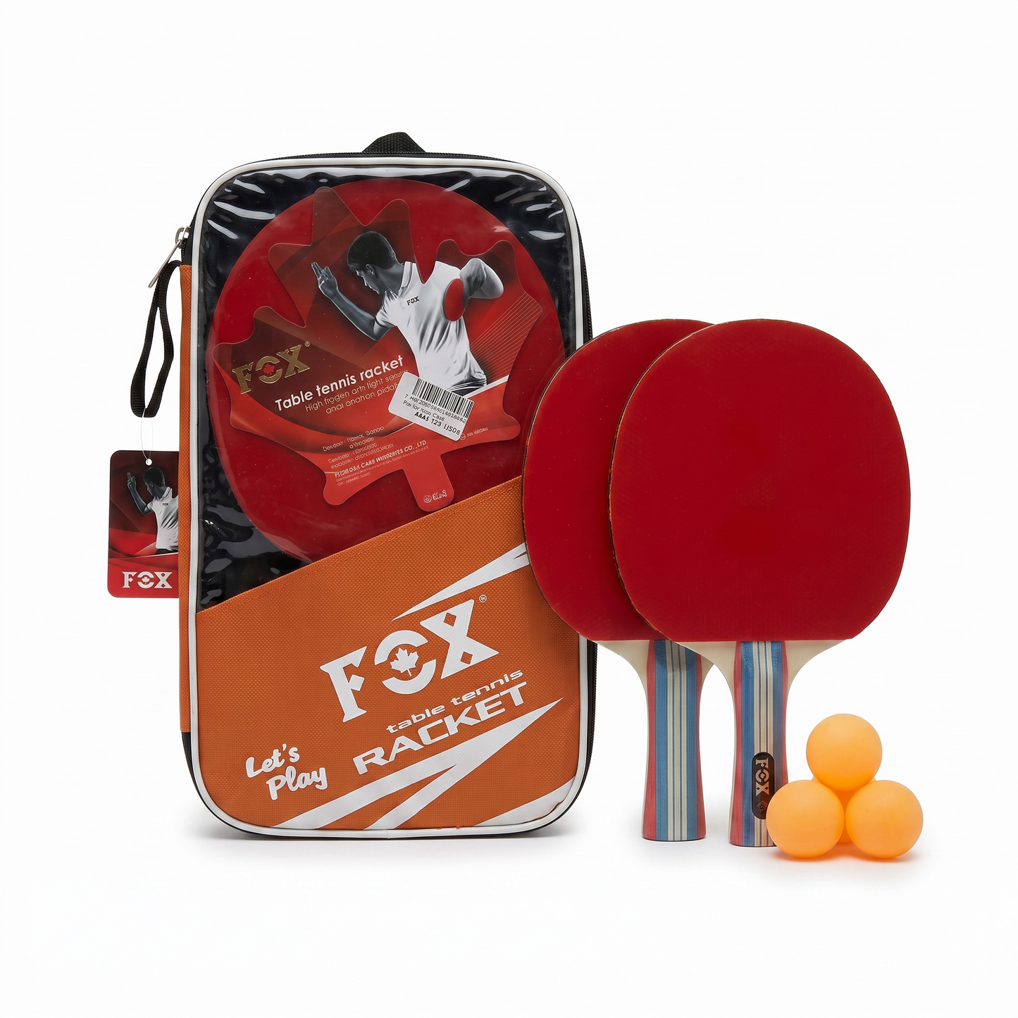 FOX Table Tennis Racket Set β FX-108 | 2 Rackets with 3 Balls & Carry Case Fox