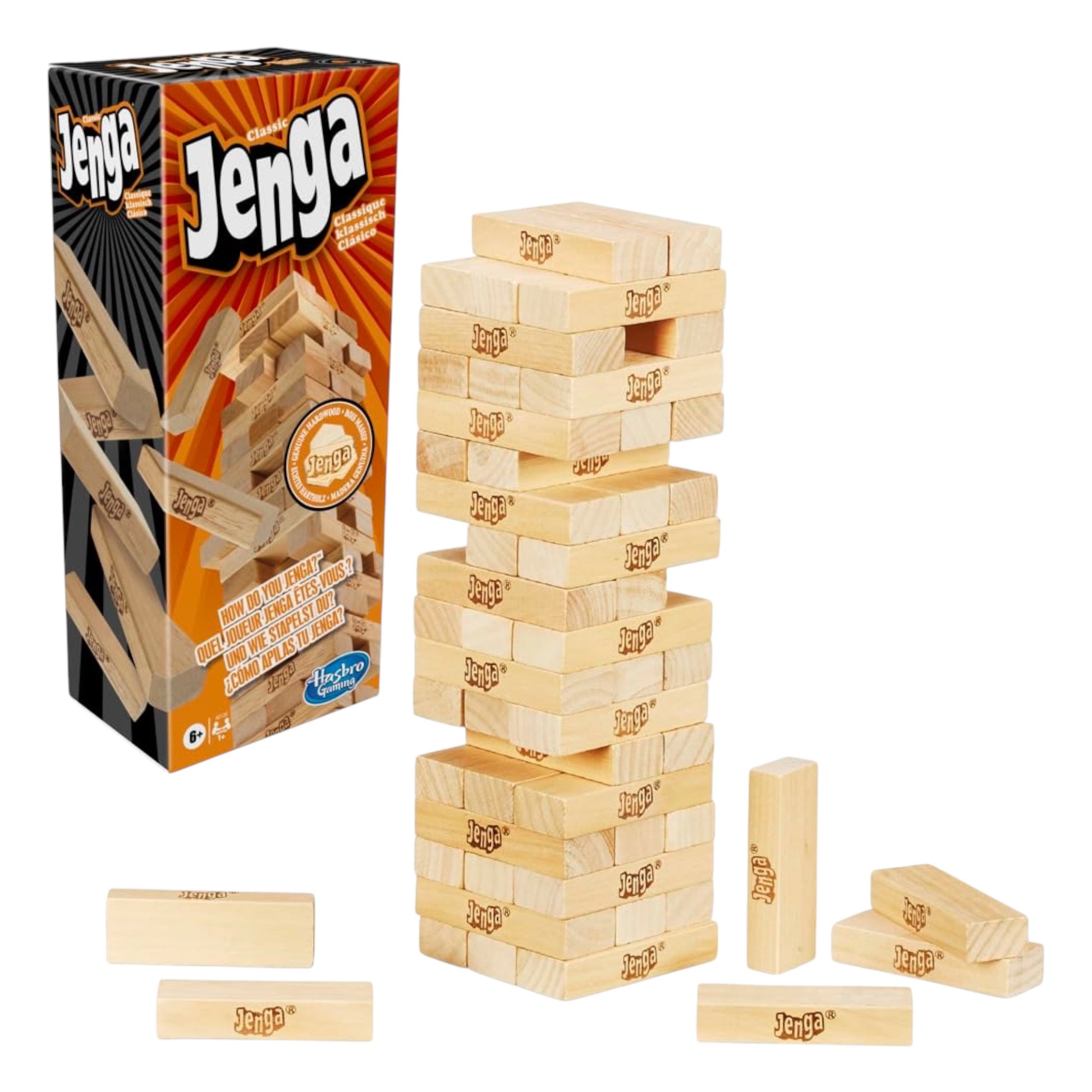 Jenga Classic Stacking Tower Game – Made with Genuine Hardwood Blocks Ali Sports