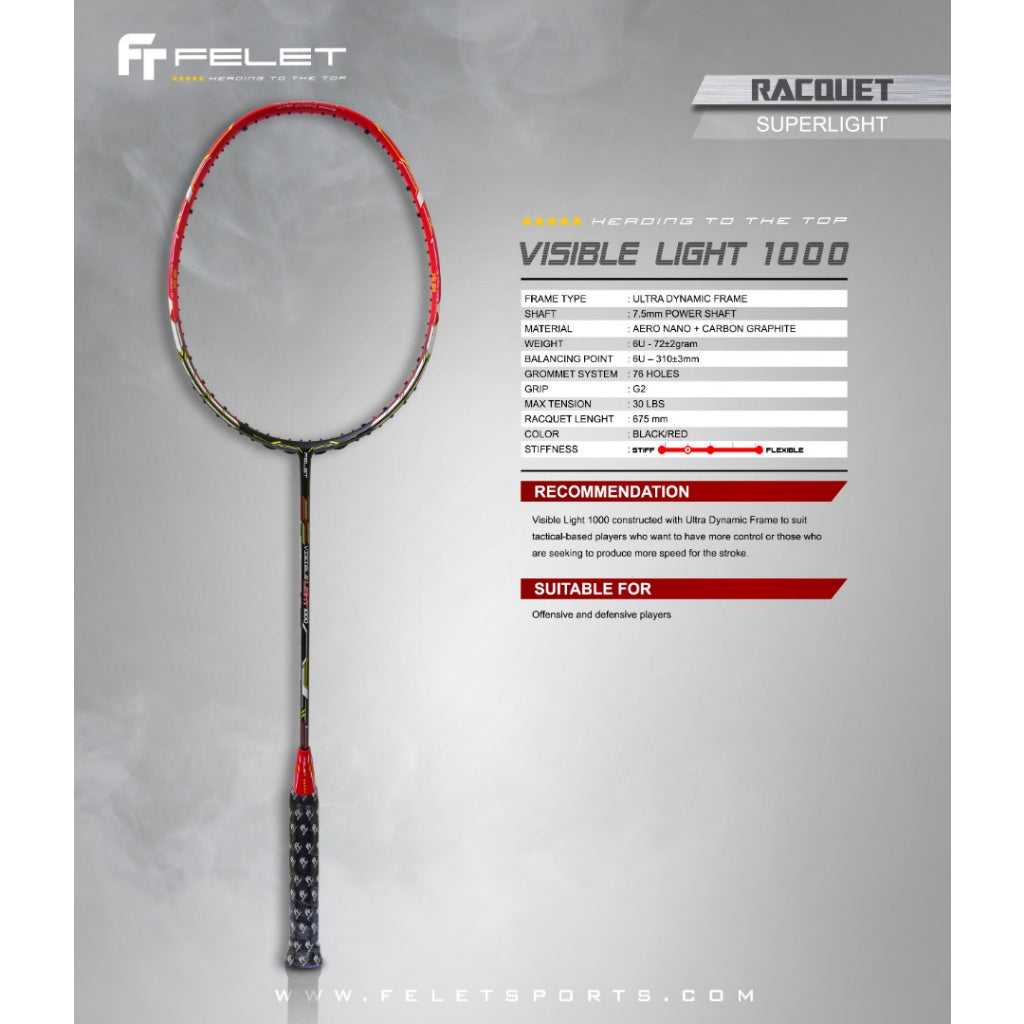 Felet Visible Light 1000 Badminton Racket - Ali Sports