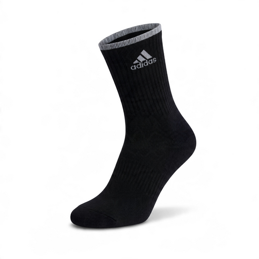 Adidas Cushioned Ribbed Crew Sports Socks - Black Adidas