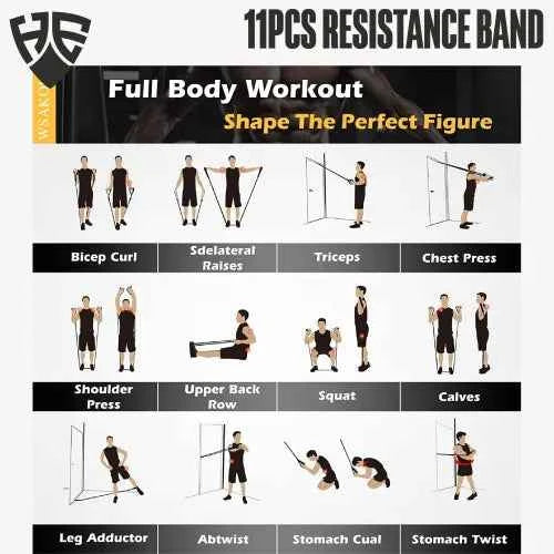 5-Piece Resistance Bands Set with Handles, Door Anchor & Carry Bag – Full Body Workout & Strength Training