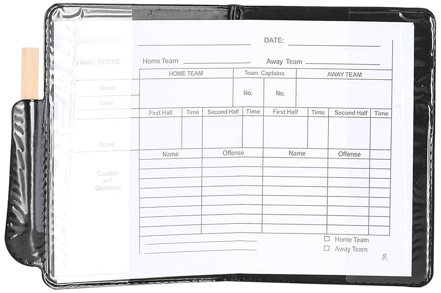 FIFA Referee Cards - Red & Yellow Cards with Pencil & Notes
