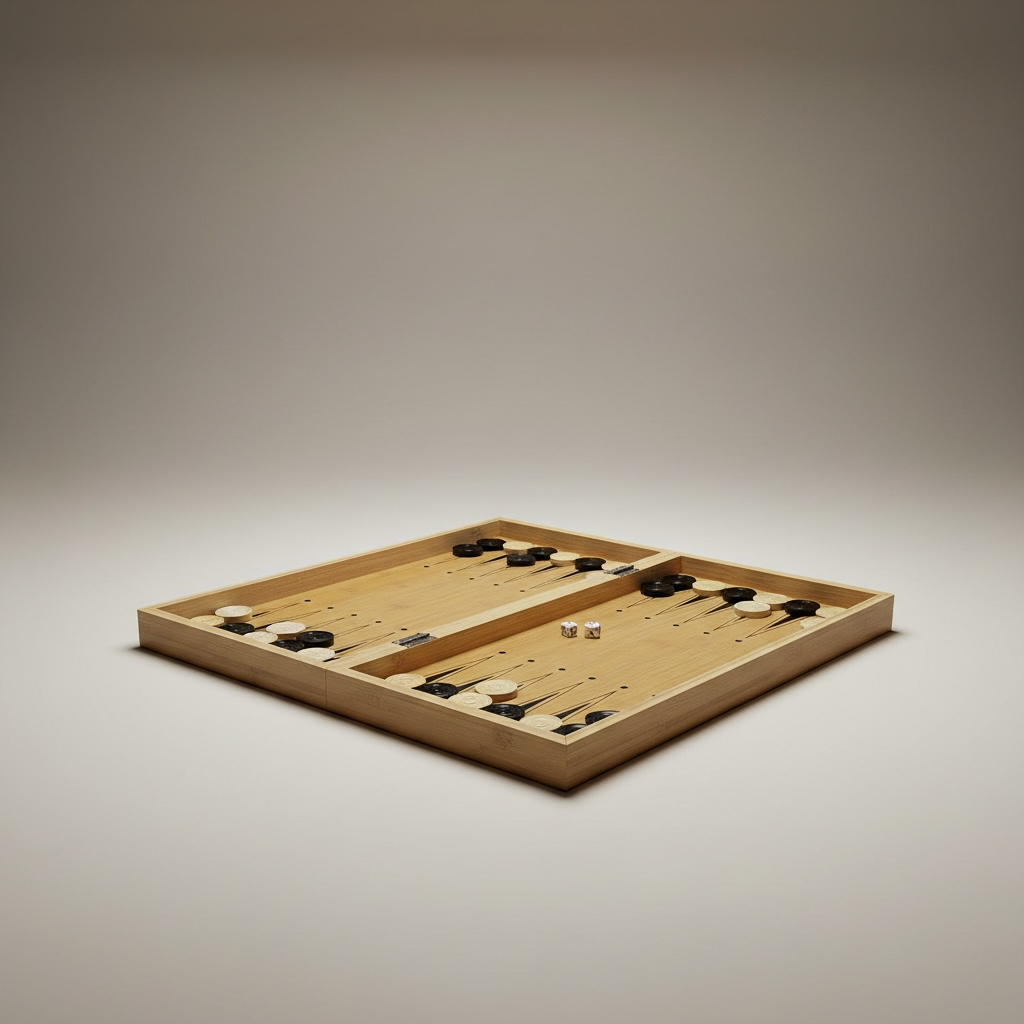 Executive Edition Wooden Bamboo Folding Chess, Checkers & Backgammon Set
