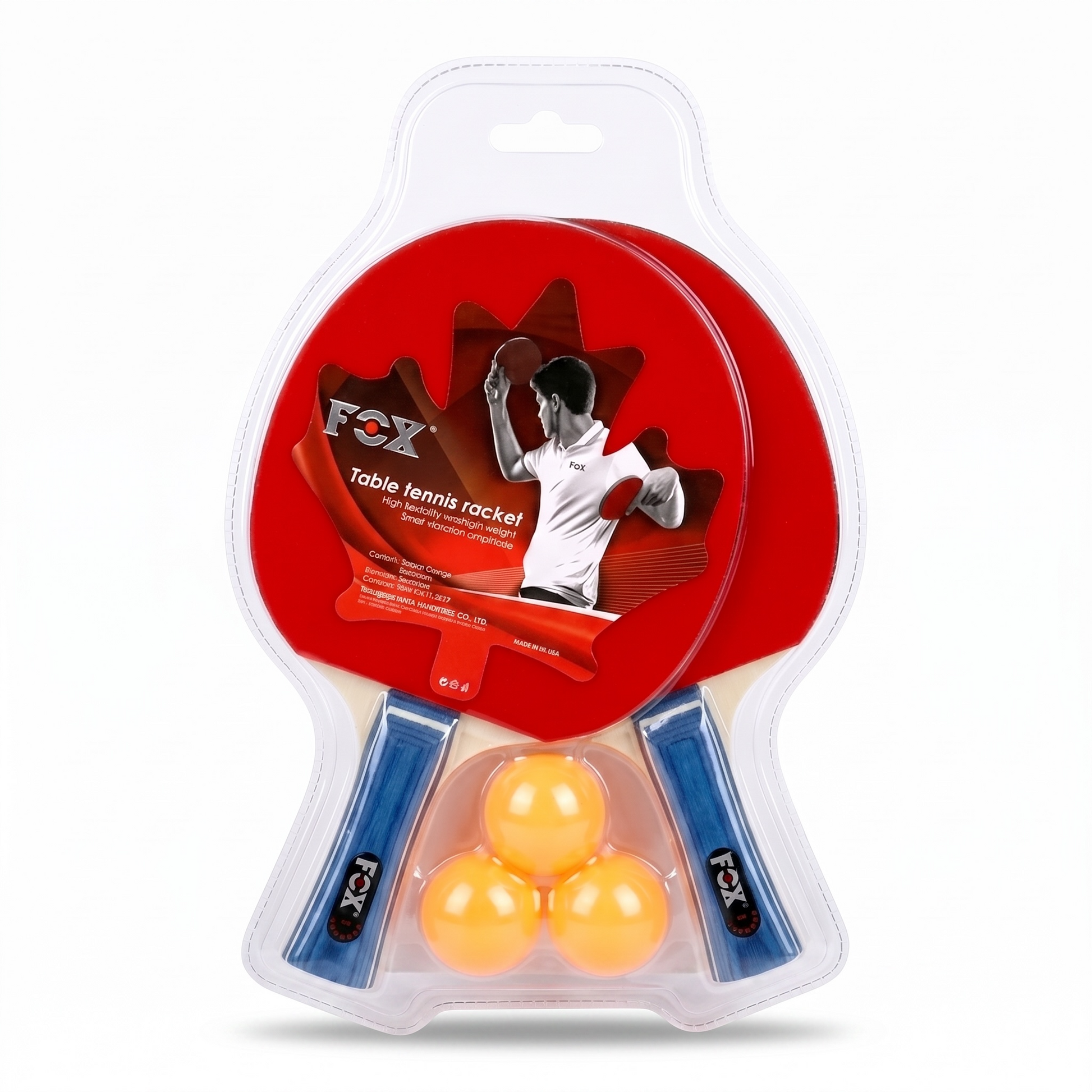 FOX Table Tennis Racket Set – 2 Rackets with 3 Balls Fox