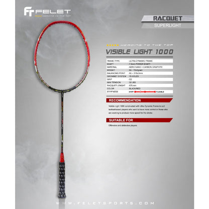 Felet Visible Light 1000 Badminton Racket - Ali Sports