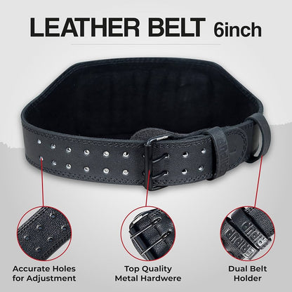 GymUp 6 Inch Adjustable Leather Weight Lifting Gym Belt GymUp