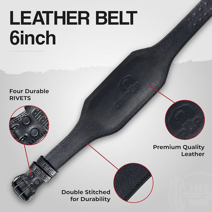 GymUp 6 Inch Adjustable Leather Weight Lifting Gym Belt GymUp