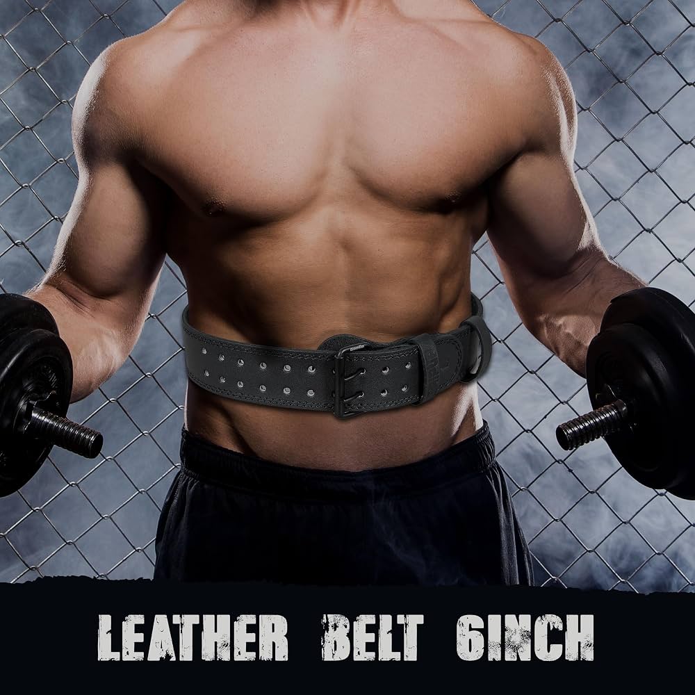 GymUp 6 Inch Adjustable Leather Weight Lifting Gym Belt GymUp
