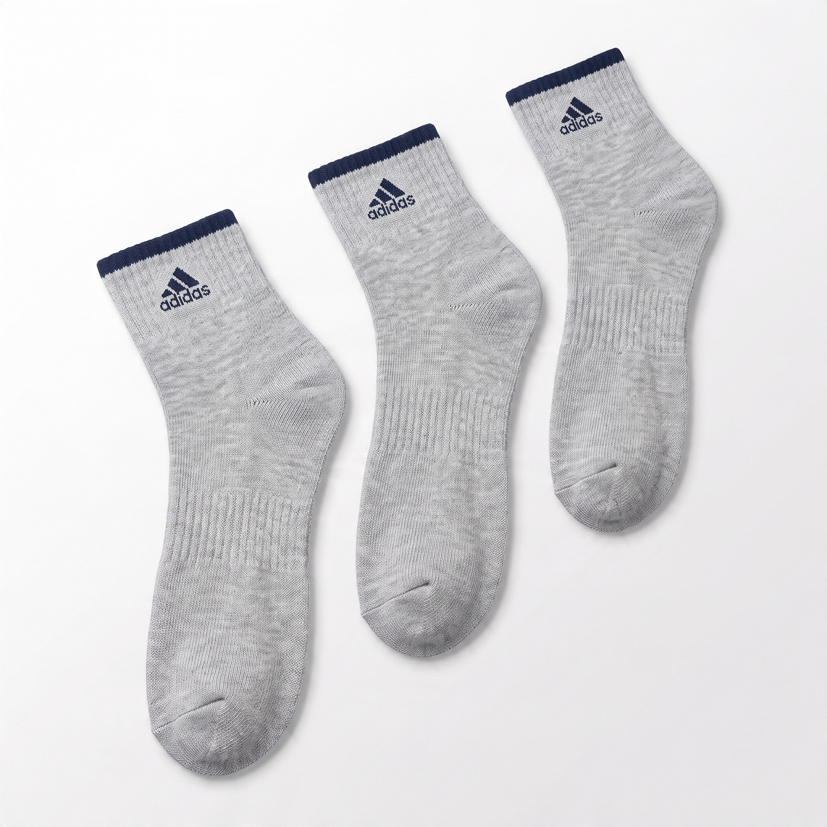 Adidas Cushioned Ribbed Crew Sports Socks - Grey Adidas