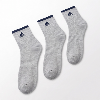 Adidas Cushioned Ribbed Crew Sports Socks - Grey Adidas
