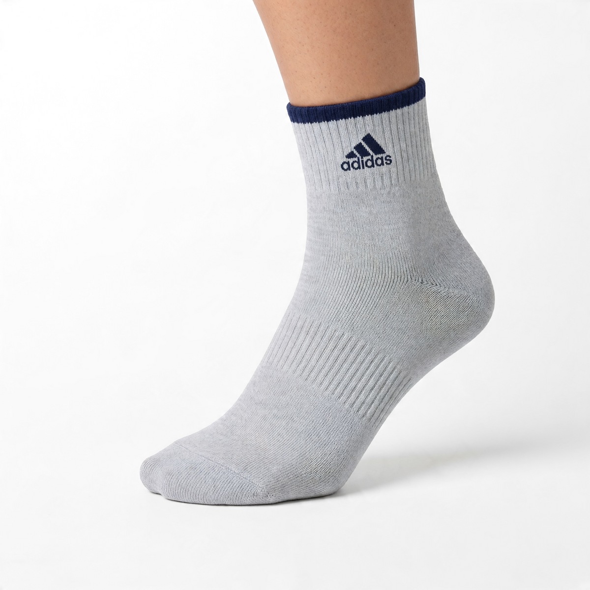 Adidas Cushioned Ribbed Crew Sports Socks - Grey Adidas