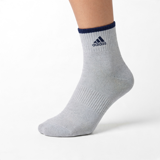 Adidas Cushioned Ribbed Crew Sports Socks - Grey Adidas