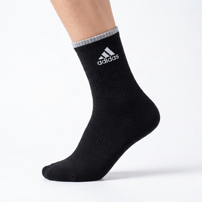 Adidas Cushioned Ribbed Crew Sports Socks - Black Adidas