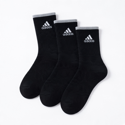 Adidas Cushioned Ribbed Crew Sports Socks - Black Adidas