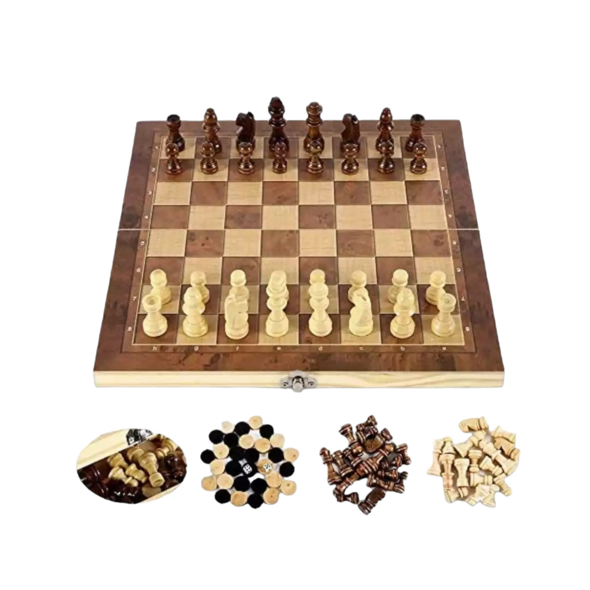 Wooden Chess Board & Checkers Set - Ali Sports